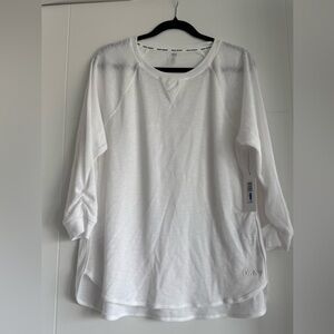 DKNY Sport Waffle Long Sleeve Shirt , Size XL, White